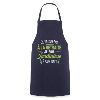 Retraite Jardinière Cadeau Retraitée Jardinage - Tablier de cuisine - marine - Devant - AI Model Male 185 dark (185cm)
