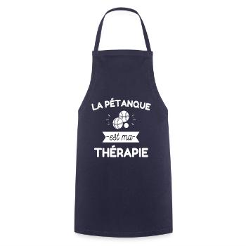 T shirt pétanque la pétanque est ma thérapie. - Tablier de cuisine - marine - Devant - AI Model Male 185 dark (185cm)