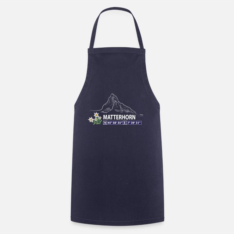Matterhorn with edelweiss - Cooking Apron - navy