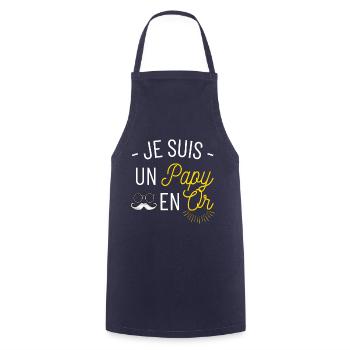 T shirt papy en or humour papy cadeau. - Tablier de cuisine - marine - Devant - AI Model Male 185 dark (185cm)