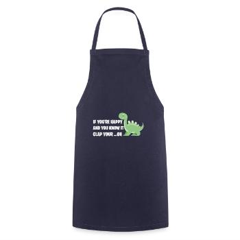 TRex Quote Funny Dinosaur Singing Clap Your Oh - Cooking Apron - navy - Front - AI Model Male 185 dark (185cm)