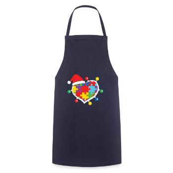 Autisme Citation Autisme Sensibilisation Puzzle Noël Autiste - Tablier de cuisine - marine - Devant - AI Model Male 185 dark (185cm)