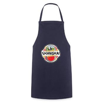 Shanghai China Flag Badge Travel Souvenir Stamp - Cooking Apron - navy - Front - AI Model Male 185 dark (185cm)