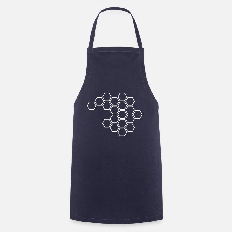 Hexagones blancs - Tablier de cuisine - marine