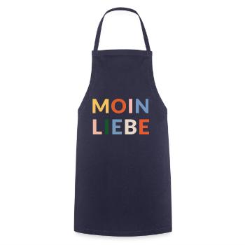 Moin Liebe in bunten Lettern - Kochschürze - Navy - Vorne - AI Model Male 185 dark (185cm)
