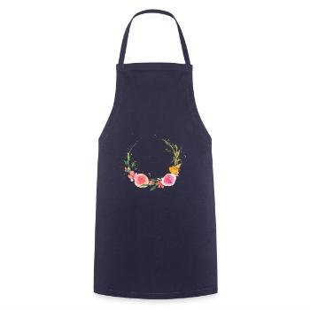 Customizable Floral Wreath Romantic - Cooking Apron - navy - Front - AI Model Male 185 dark (185cm)