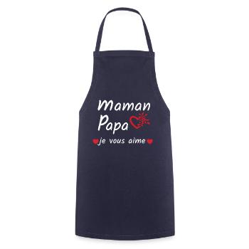Maman Papa je vous aime blanc - Tablier de cuisine - marine - Devant - AI Model Male 185 dark (185cm)