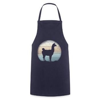 Lama Alpagas Retro - Tablier de cuisine - marine - Devant - AI Model Male 185 dark (185cm)