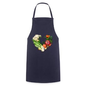 heart, vegetables, vegetable heart, colorful, leek, kitchen - Cooking Apron - navy - Front - AI Model Male 185 dark (185cm)