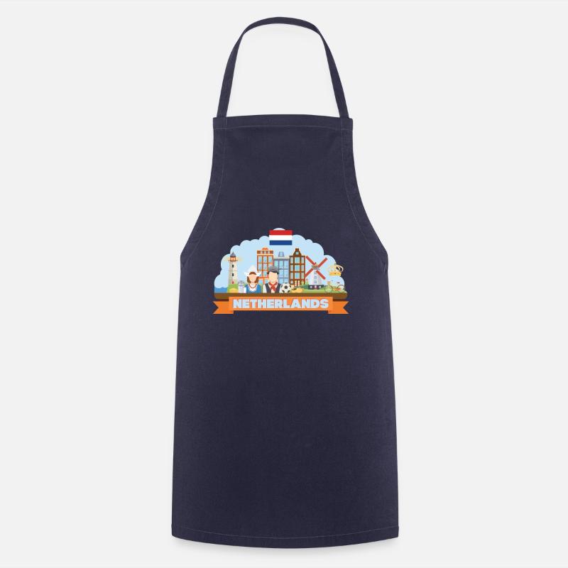 Netherlands travel flat composition - Cooking Apron - navy
