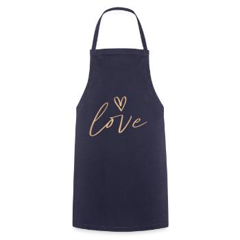 Love love - Cooking Apron - navy - Front - AI Model Male 185 dark (185cm)