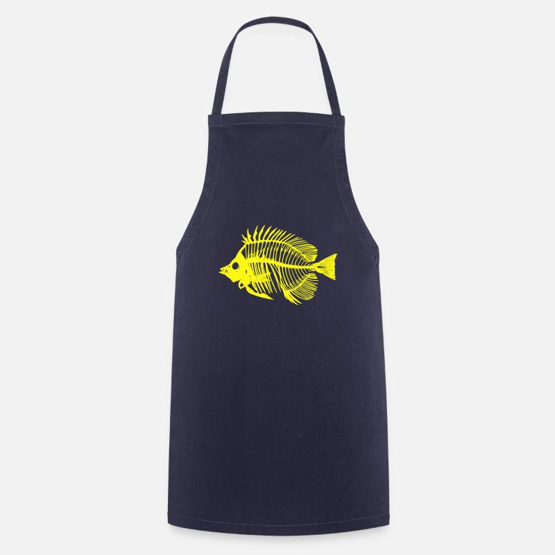 Fish neon yellow - Cooking Apron - navy