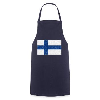 Finnland-Flagge Kristall - Kochschürze - Navy - Vorne - AI Model Male 185 dark (185cm)