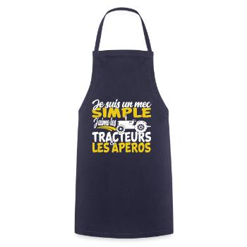 j'aime les tracteurs et les apéros - Tablier de cuisine - marine - Devant - AI Model Male 185 dark (185cm)