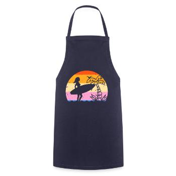 Surfeuse Retro palmier - Tablier de cuisine - marine - Devant - AI Model Male 185 dark (185cm)