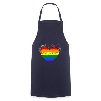 Love is Love - Kochschürze - Navy - Vorne - AI Model Male 185 dark (185cm)