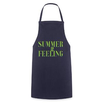 SUMMER FEELING with flower - Cooking Apron - navy - Front - AI Model Male 185 dark (185cm)