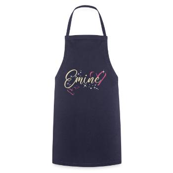 Emine nom Prénom Calligraphie coeur - Tablier de cuisine - marine - Devant - AI Model Male 185 dark (185cm)