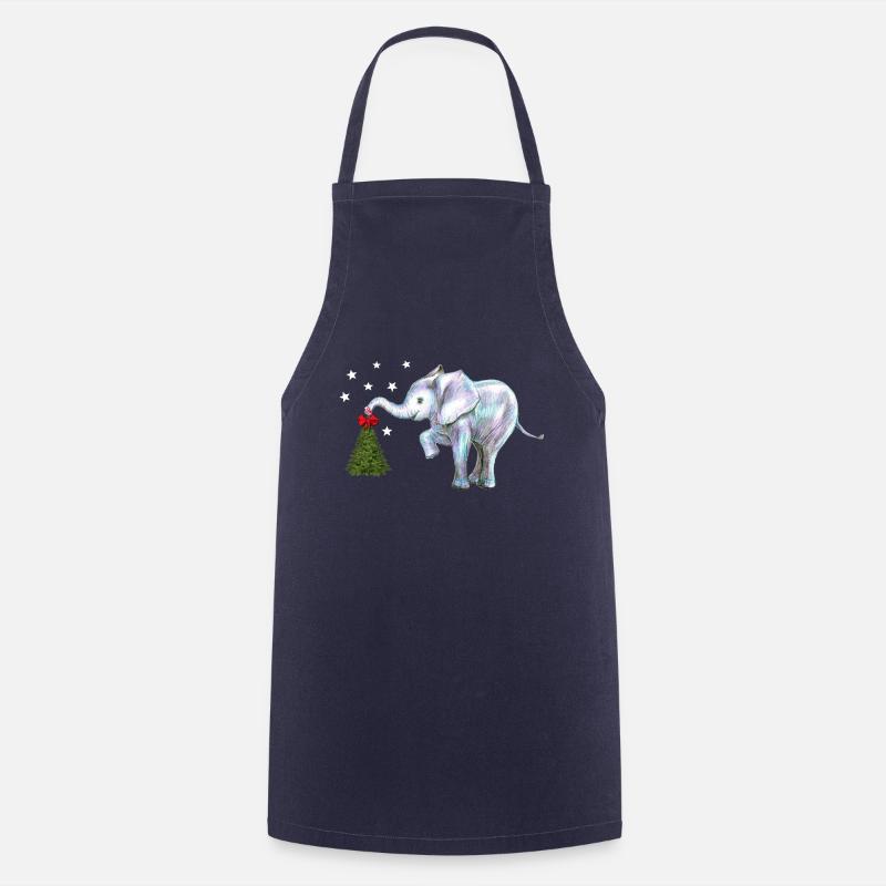 Weihnachten, Elefant Glücksbringer - Kochschürze - Navy