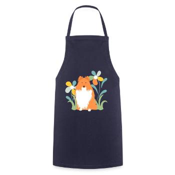 Shetland Sheepdog and Flower - Cooking Apron - navy - Front - AI Model Male 185 dark (185cm)
