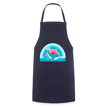 Kidcore Rainbow Whale Unicorn Waves Gift - Cooking Apron - navy - Front - AI Model Male 185 dark (185cm)