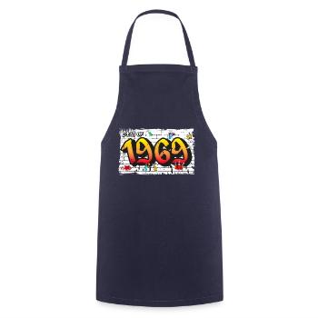 Retro vibes 1969 Graffiti – 56 ans d’audace - Tablier de cuisine - marine - Devant - AI Model Male 185 dark (185cm)