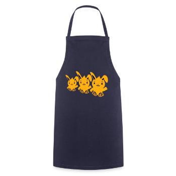 3 lapins trois amis équipe équipage agitant assis mignon - Tablier de cuisine - marine - Devant - AI Model Male 185 dark (185cm)