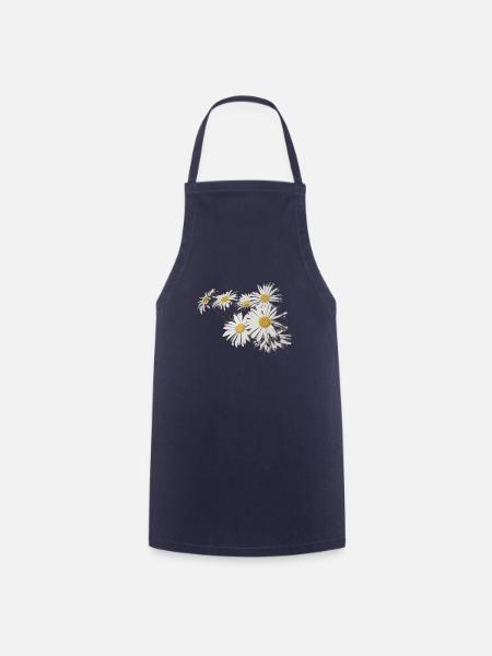 Background with daisy flowers - Cooking Apron - navy
