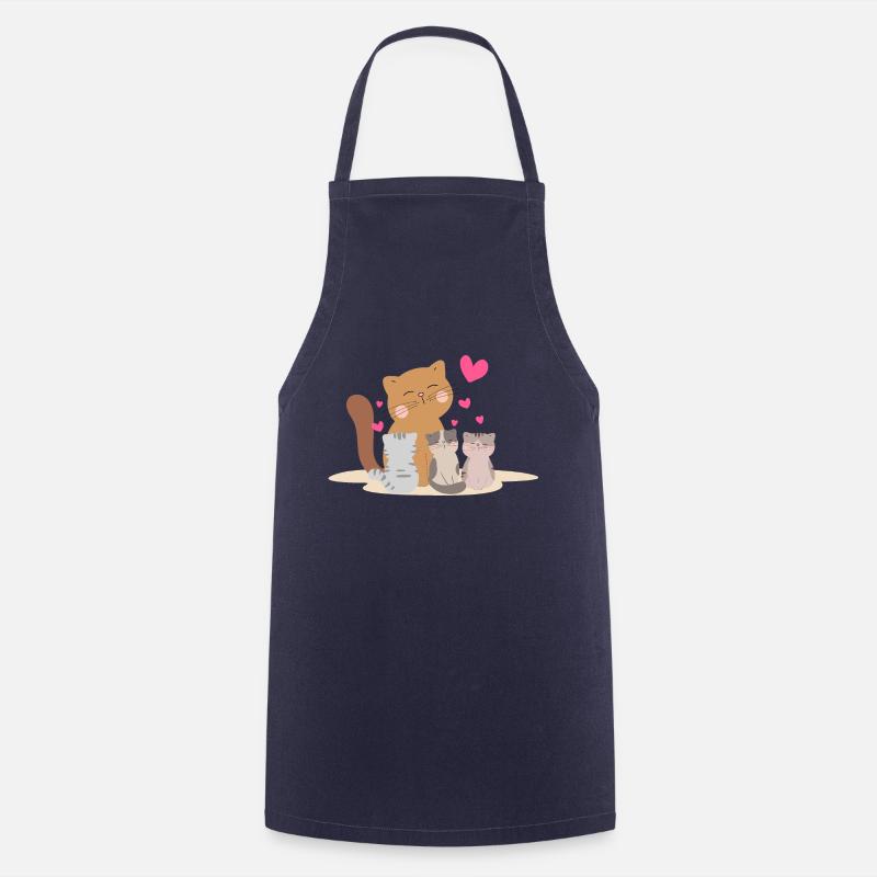 Mutter Katze mit ihren Kätzchen mit so viel Liebe! - Kochschürze - Navy