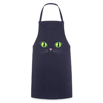 Cat green eyes - Cooking Apron - navy - Front - AI Model Male 185 dark (185cm)