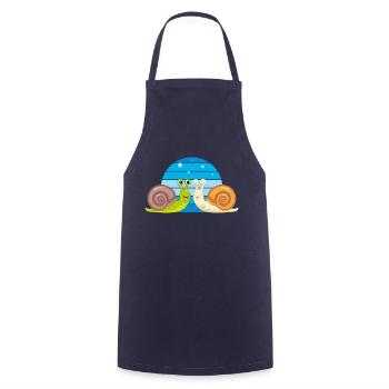 Two funny smiling snails - Cooking Apron - navy - Front - AI Model Male 185 dark (185cm)