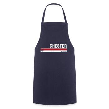 Chester Angleterre Design rétro vintage pour l’histoire - Tablier de cuisine - marine - Devant - AI Model Male 185 dark (185cm)