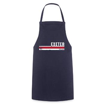 Exeter, Angleterre, Design vintage pour les voyageurs - Tablier de cuisine - marine - Devant - AI Model Male 185 dark (185cm)
