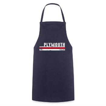 Plymouth, Angleterre, Vintage Design - Tablier de cuisine - marine - Devant - AI Model Male 185 dark (185cm)