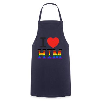 Ich liebe ihn inklusive Regenbogenflagge - Kochschürze - Navy - Vorne - AI Model Male 185 dark (185cm)
