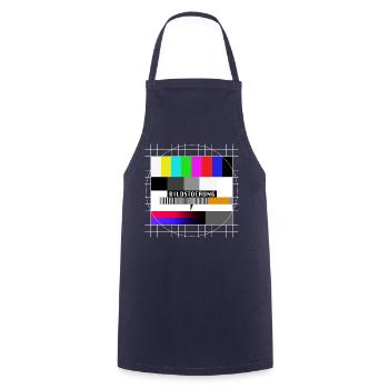 Röhrenfernseher Testbild - Bildstoerung - 80er - Kochschürze - Navy - Vorne - AI Model Male 185 dark (185cm)
