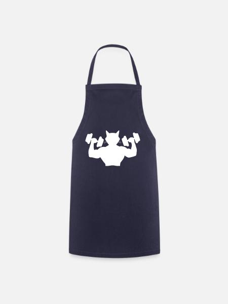 Body Builder Cat - Gym Bodybuilder Gym - Cooking Apron - navy