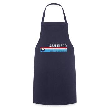 San Diego Kalifornien Vintage Retro Küstenstil - Kochschürze - Navy - Vorne - AI Model Male 185 dark (185cm)