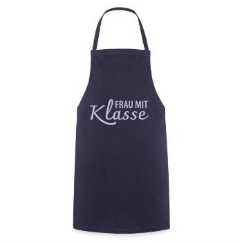 Frau Klasse Lehrerin - Kochschürze - Navy - Vorne - AI Model Male 185 dark (185cm)