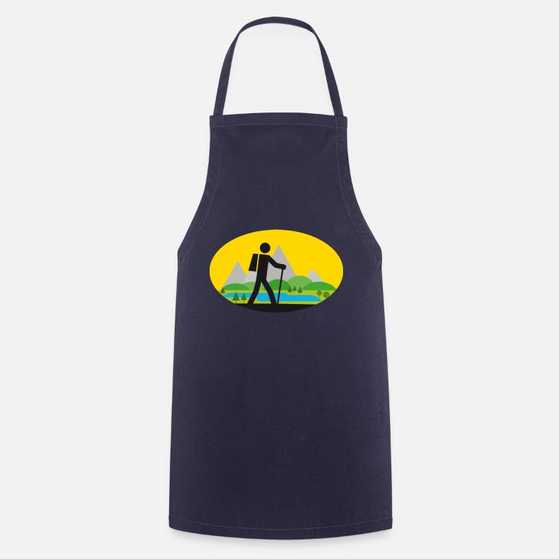 Randonneurs avec paysage - Tablier de cuisine - marine