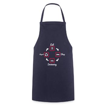 Manger, Dormir, nager, natation, piscine,nageur - Tablier de cuisine - marine - Devant - AI Model Male 185 dark (185cm)