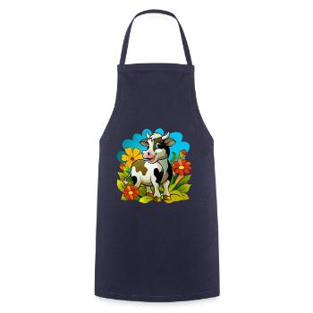 Petite vache au printemps - Tablier de cuisine - marine - Devant - AI Model Male 185 dark (185cm)