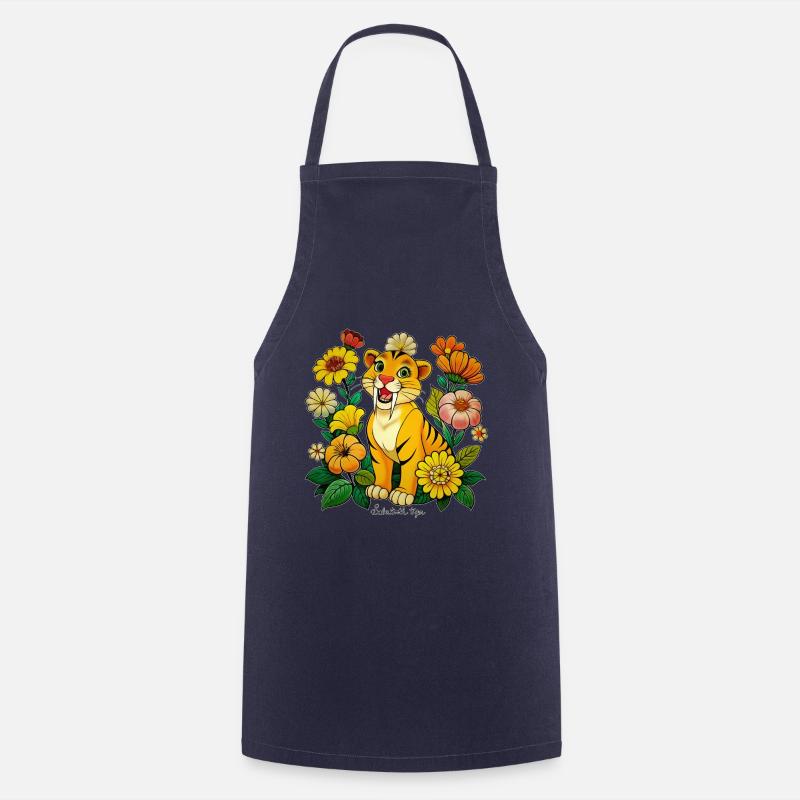 Cute sabertooth tiger - Cooking Apron - navy