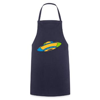 Buntes UFO Mystery Aliens - Kochschürze - Navy - Vorne - AI Model Male 185 dark (185cm)