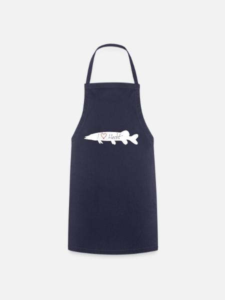 I Love pike in white with transparent lettering - Cooking Apron - navy