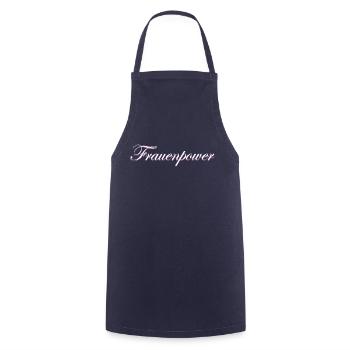 Schriftzug Frauenpower - Kochschürze - Navy - Vorne - AI Model Male 185 dark (185cm)