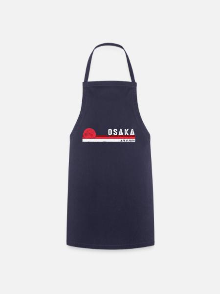 Osaka Japan Vintage Souvenir - Vintage Japanese - Cooking Apron - navy