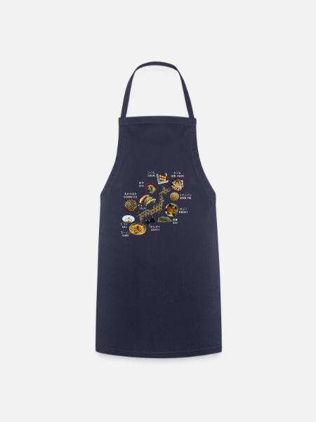 Map of JAPAN surrounded by Japanese dishes - Cooking Apron - navy