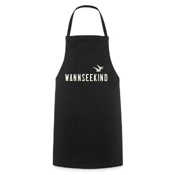 Wannseekind Waldbad Wannsee Outfit See Baden - Kochschürze - Schwarz - Vorne - AI Model Male 185 dark (185cm)