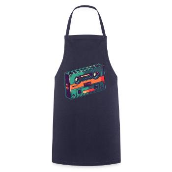 Music Cassette Tape 80's music - Cooking Apron - navy - Front - AI Model Male 185 dark (185cm)